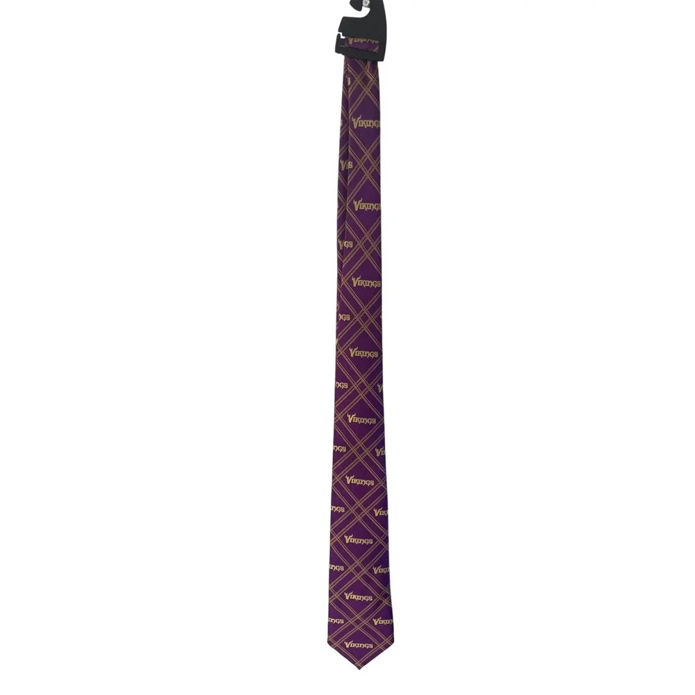 Minnesota Vikings NFL Football Purple‎ Gold Plaid Necktie Mens Logo Fan Gear